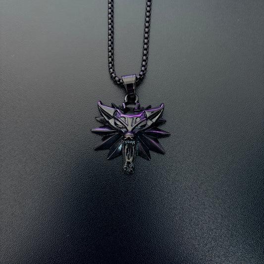 Witcher Inspired Wolf Medallion Pendant – Stainless Steel Dark Fantasy Necklace for Gamers