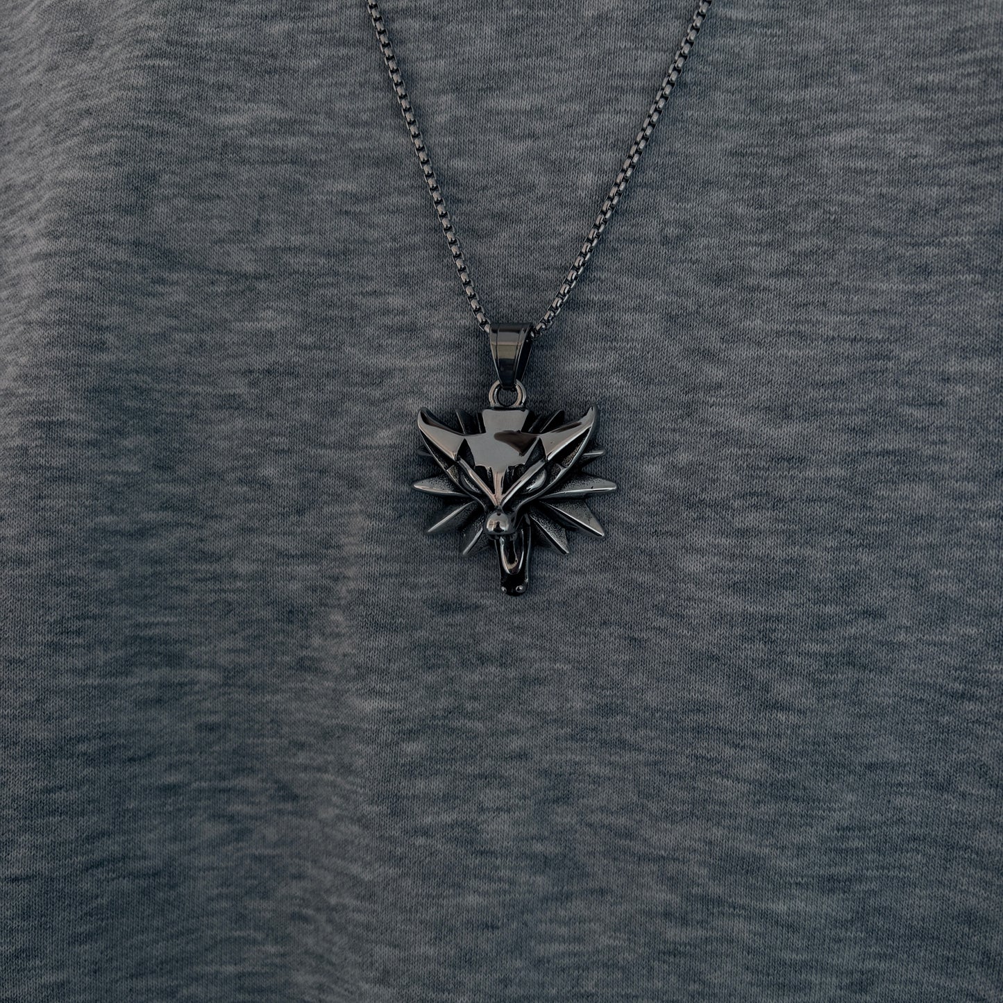 Witcher Inspired Wolf Medallion Pendant – Stainless Steel Dark Fantasy Necklace for Gamers